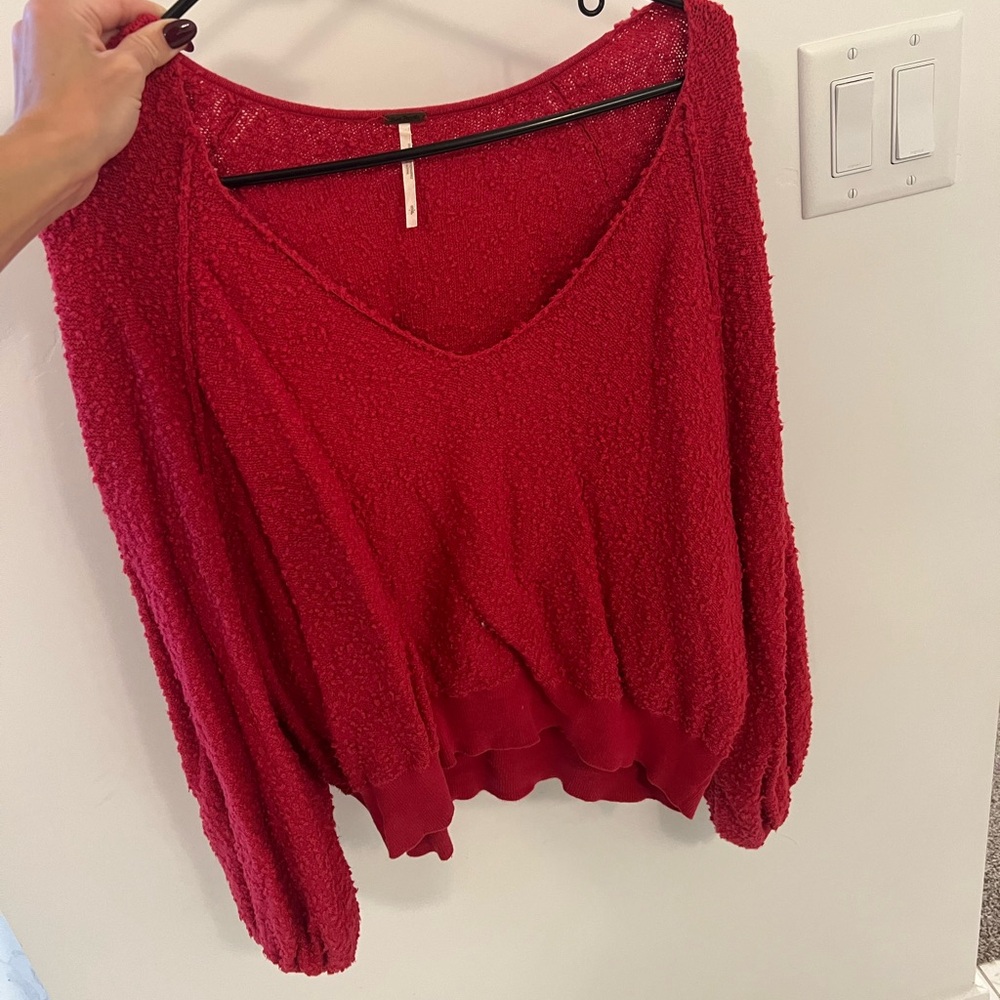 Free people red chinelle sweater size small